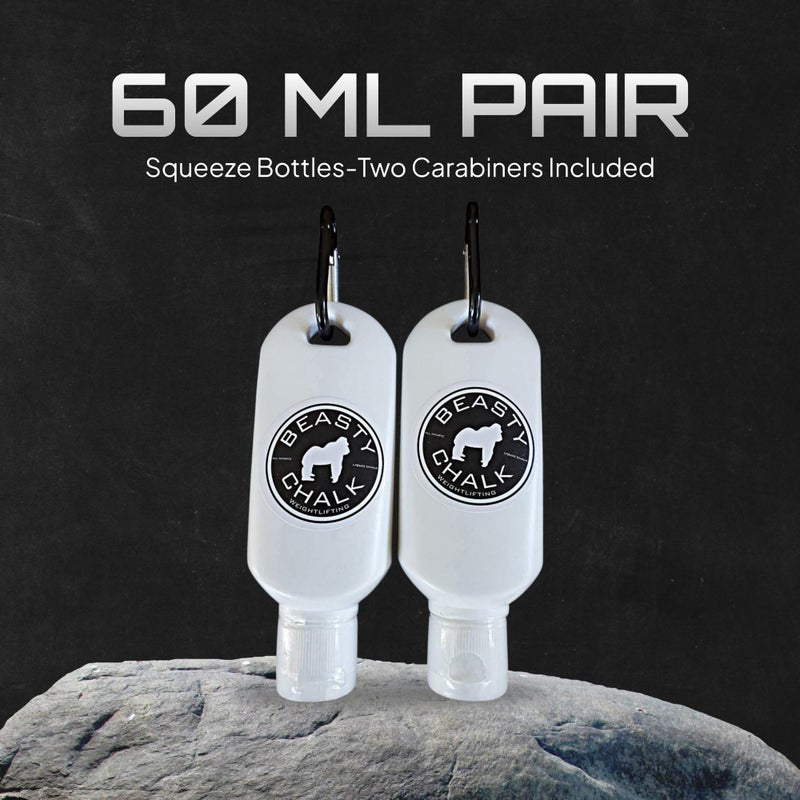 Beasty Chalk Liquid Chalk Combo Pack â€“ 2-Pack (60ml Each) Grip Enhancer with Carabiners for Weightlifting, Climbing, Gymnastics & More â€“ Long-Lasting, No-Mess, Fast-Drying Formula - Image 2